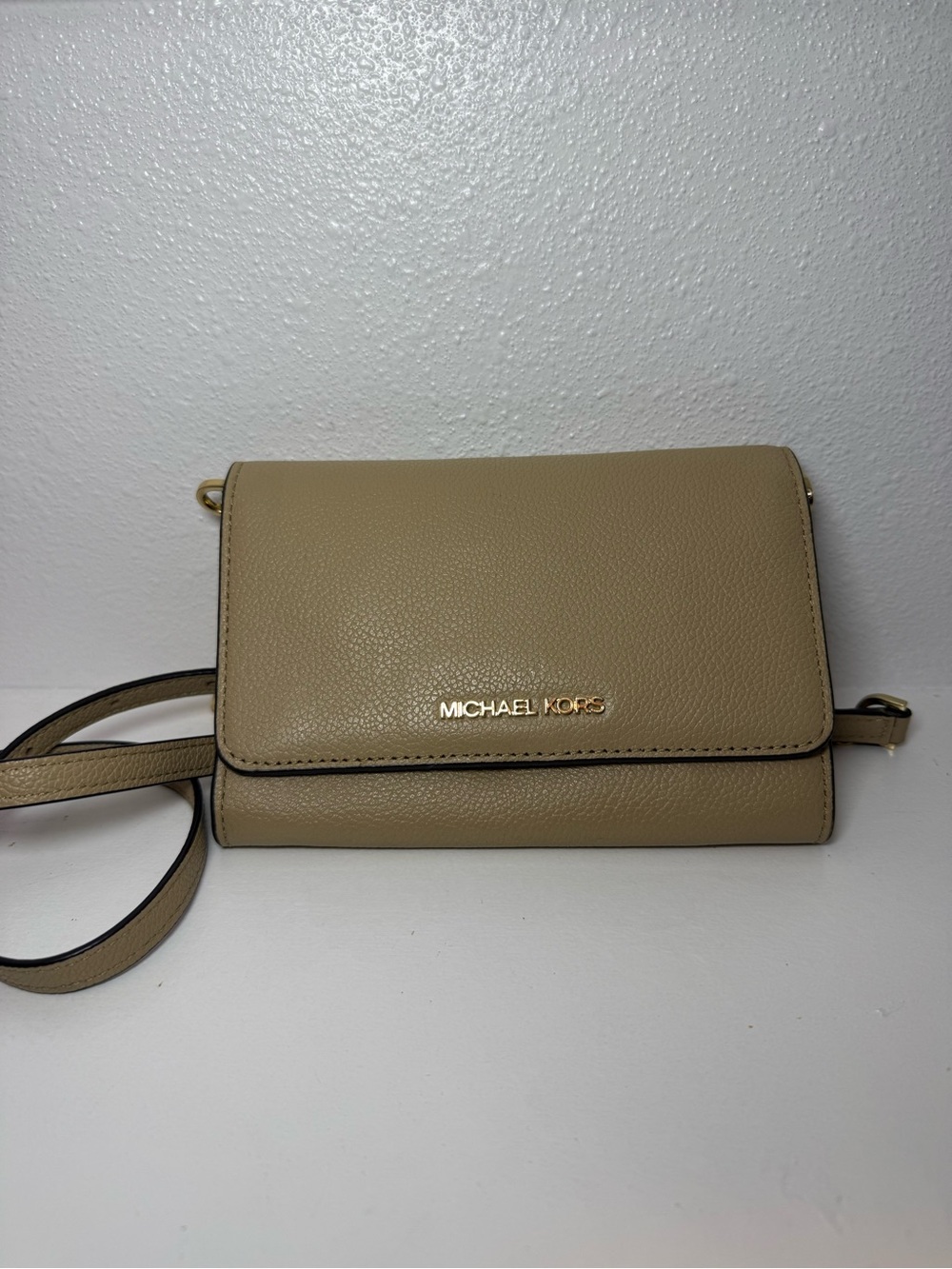 Michael Kors Taupe Crossbody Bag with Gold Logo